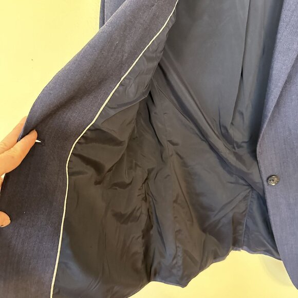 Banana Republic Womens Wool Blend Navy Blazer Size 0 One Button - Picture 10 of 11